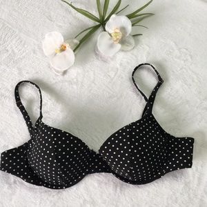 Tory Burch Bikini Top in Black Polka Dot. Sz Large